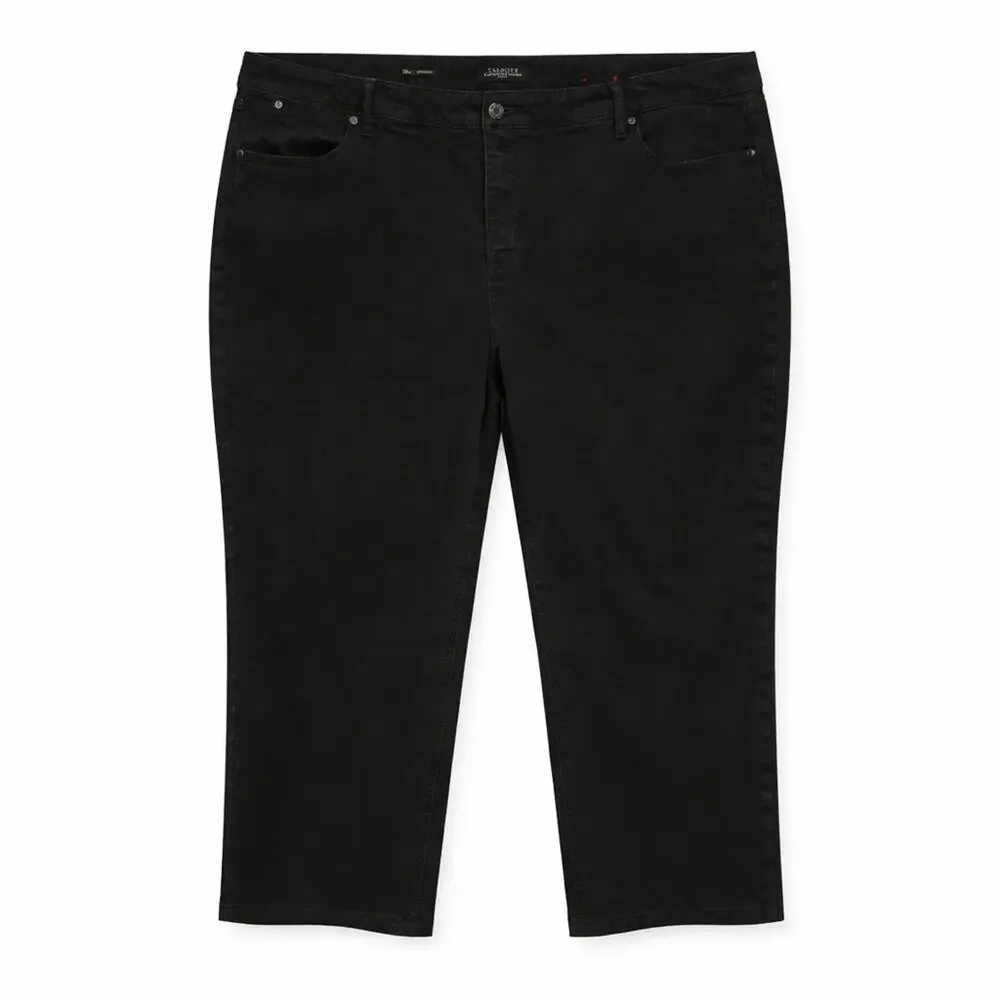 Talbots Denim Capri Womens Plus Size 24W Black Flawless Five Pocket Stretch